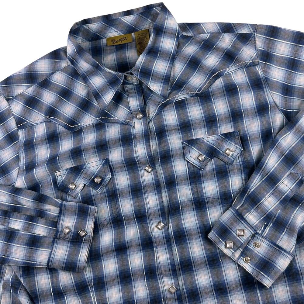 Wrangler Diamond Pearl Snap Men’s Western Fashion Size XL Sparkle stripes‎